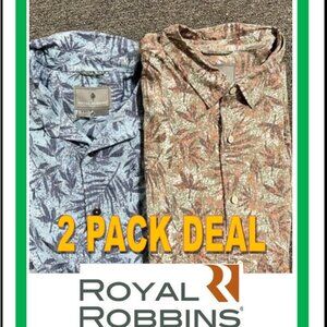 Royal Robbins 2-PACK Tropical Print Men's Shirts - Blue and Brown